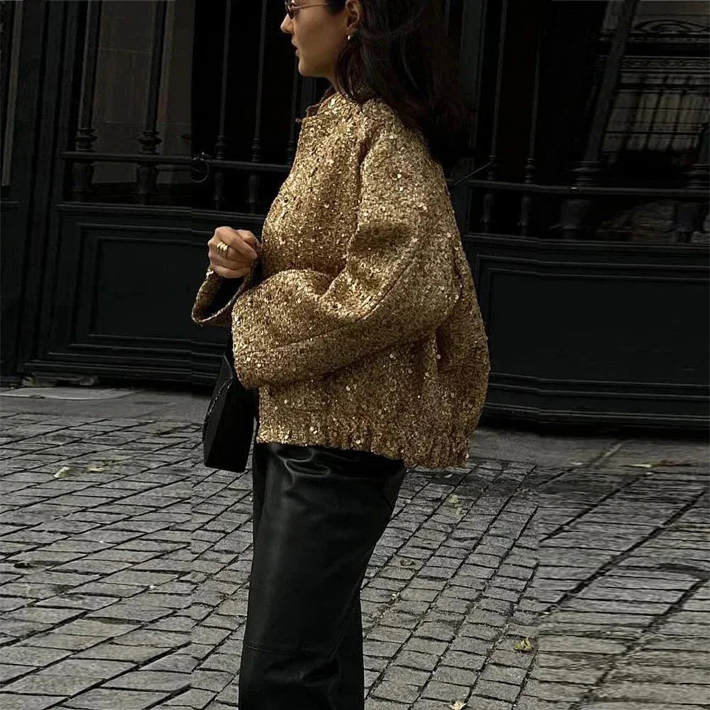 Chic Women's Blazer with Sequins and Elegant Cut