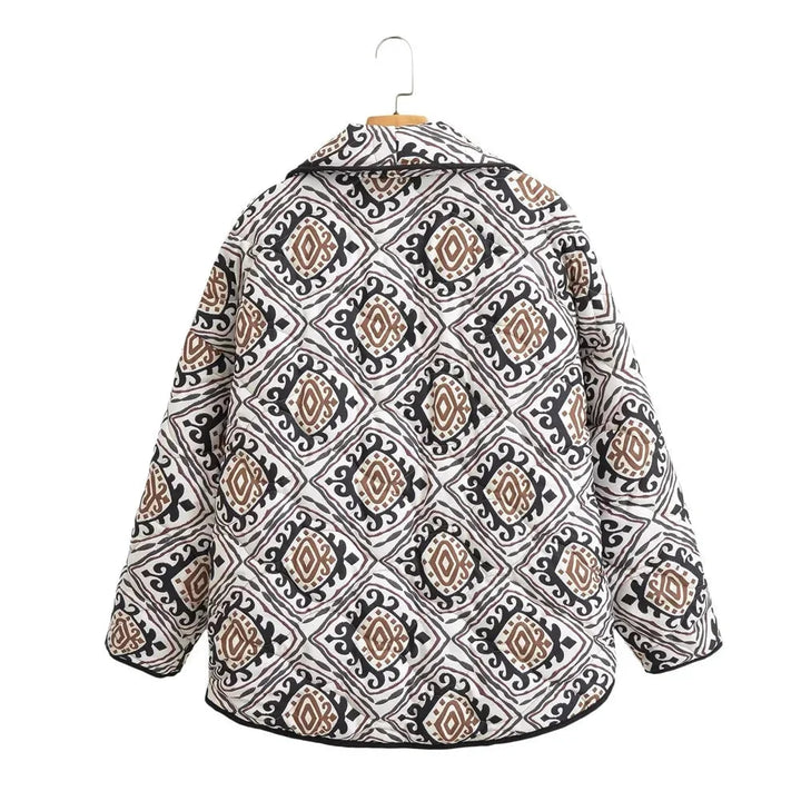 Colorful Quilted Women's Blazer with Wide Sleeves