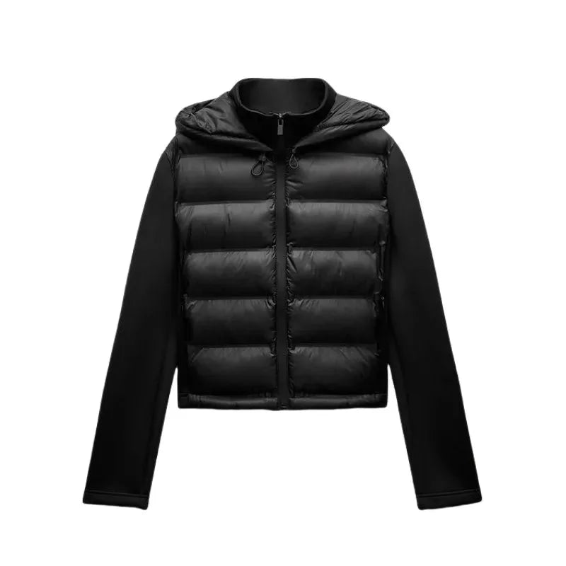 Lightweight Black Women's Blazer with Hood and Zipper