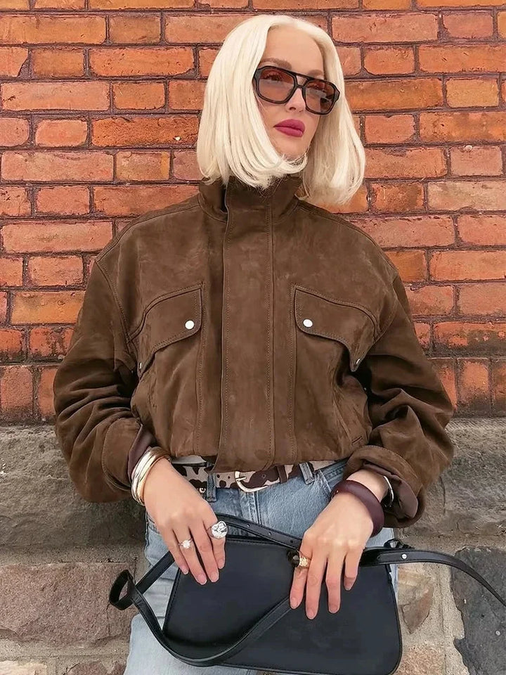 Women's biker-style Blazer with front pockets