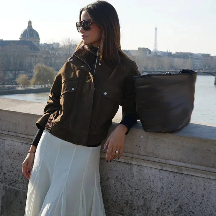 Women's biker-style Blazer with front pockets