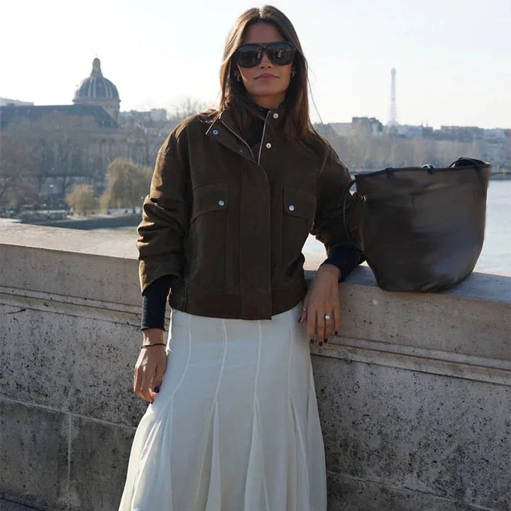 Women's biker-style Blazer with front pockets