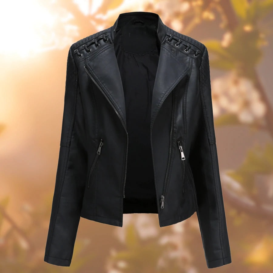 Sophia's Classic Leather Outerwear | Chic & Resilient