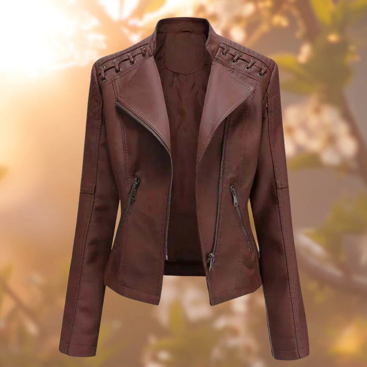 Sophia's Classic Leather Outerwear | Chic & Resilient