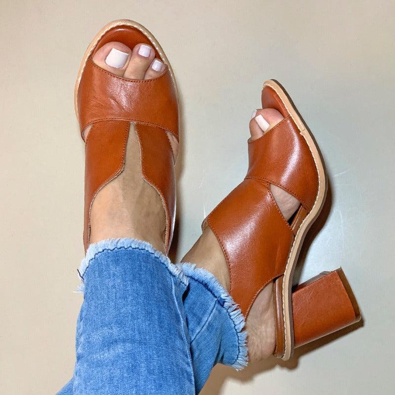 Selina Comfort Heeled Leather Sandals for Women